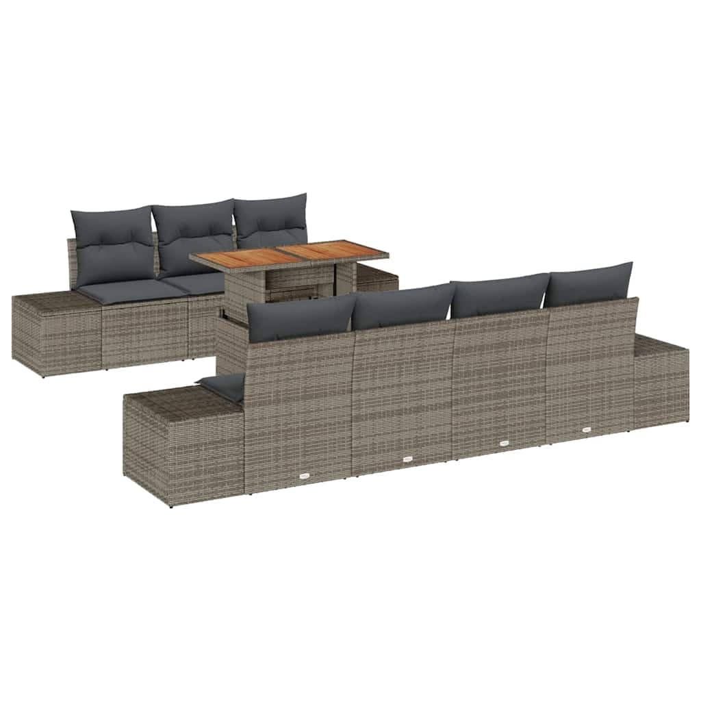 vidaXL Conjunto de Jantar para Jardim 8 pcs Cinza e Marrom