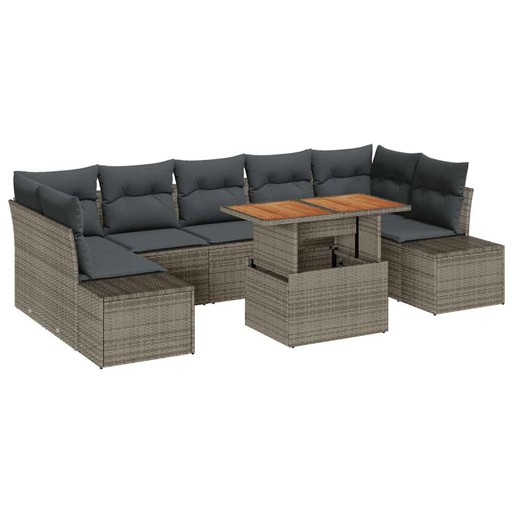 vidaXL Conjunto de Jantar para Jardim 8 pcs Cinza e Marrom