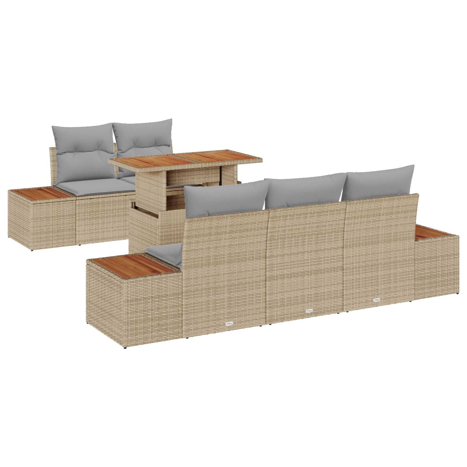 vidaXL Conjunto de Jantar para Jardim com almofada 6 pcs Bege e Cinza