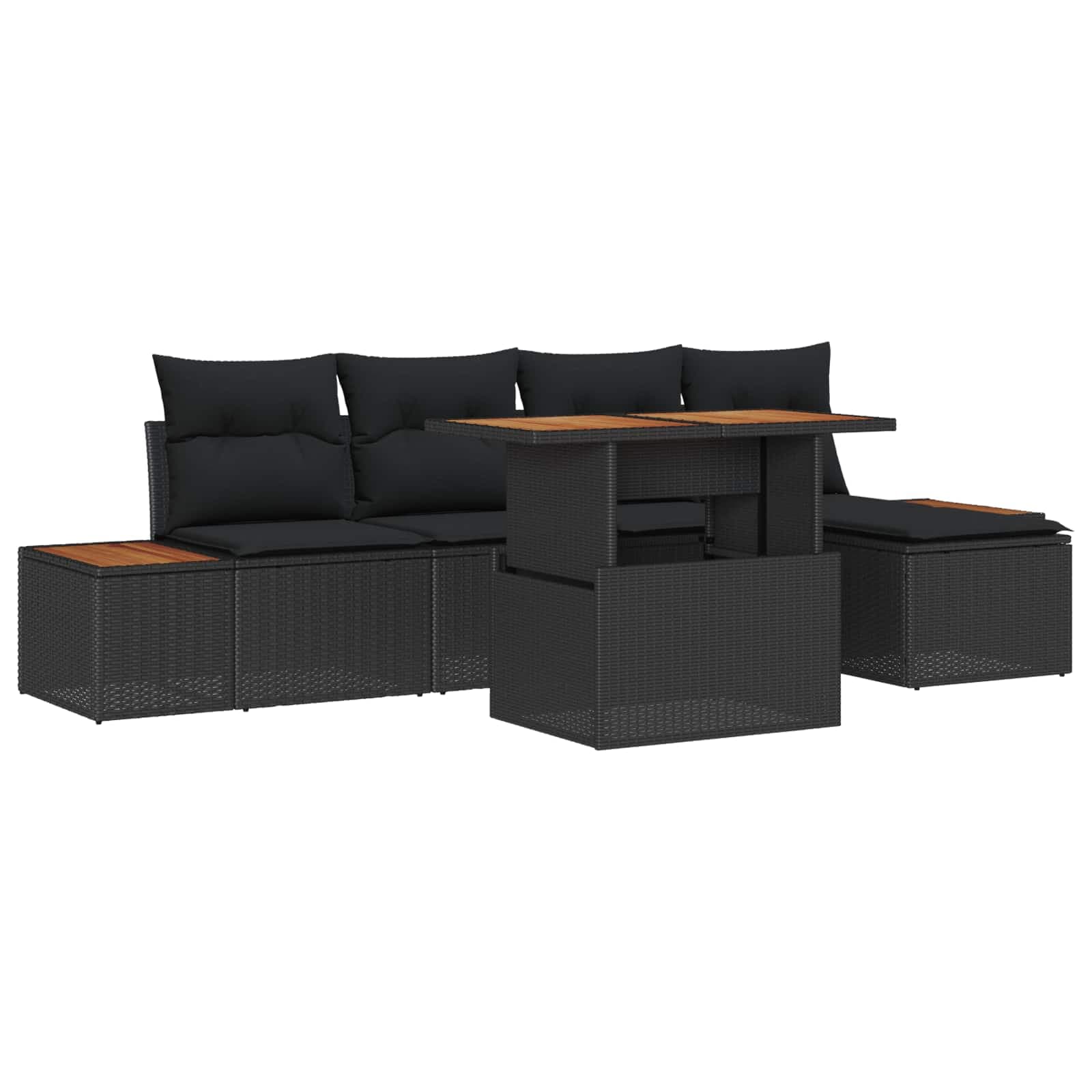 vidaXL Conjunto de Jantar para Jardim 6 pcs Preto e Marrom