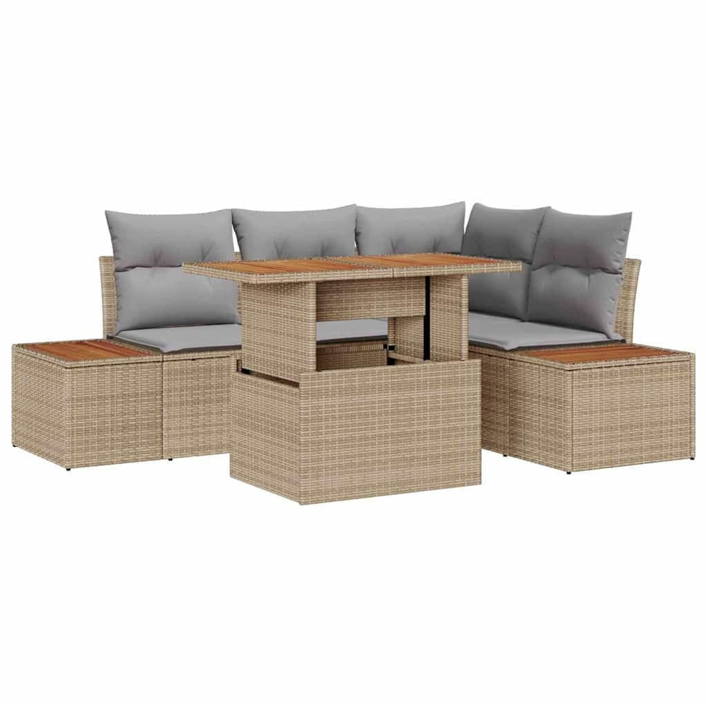 vidaXL Conjunto de Jantar para Jardim com almofada 5 pcs Bege e Cinza