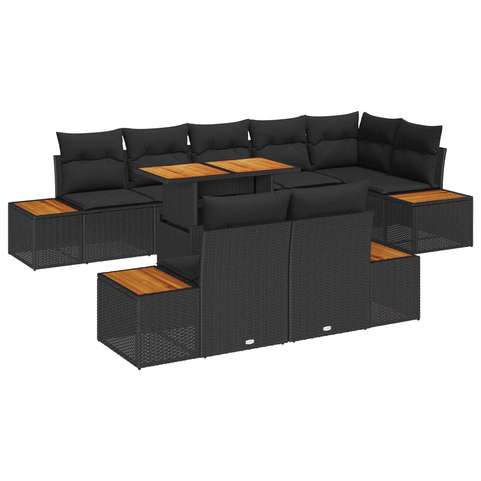 vidaXL Conjunto de Jantar para Jardim 9 pcs Preto e Marrom