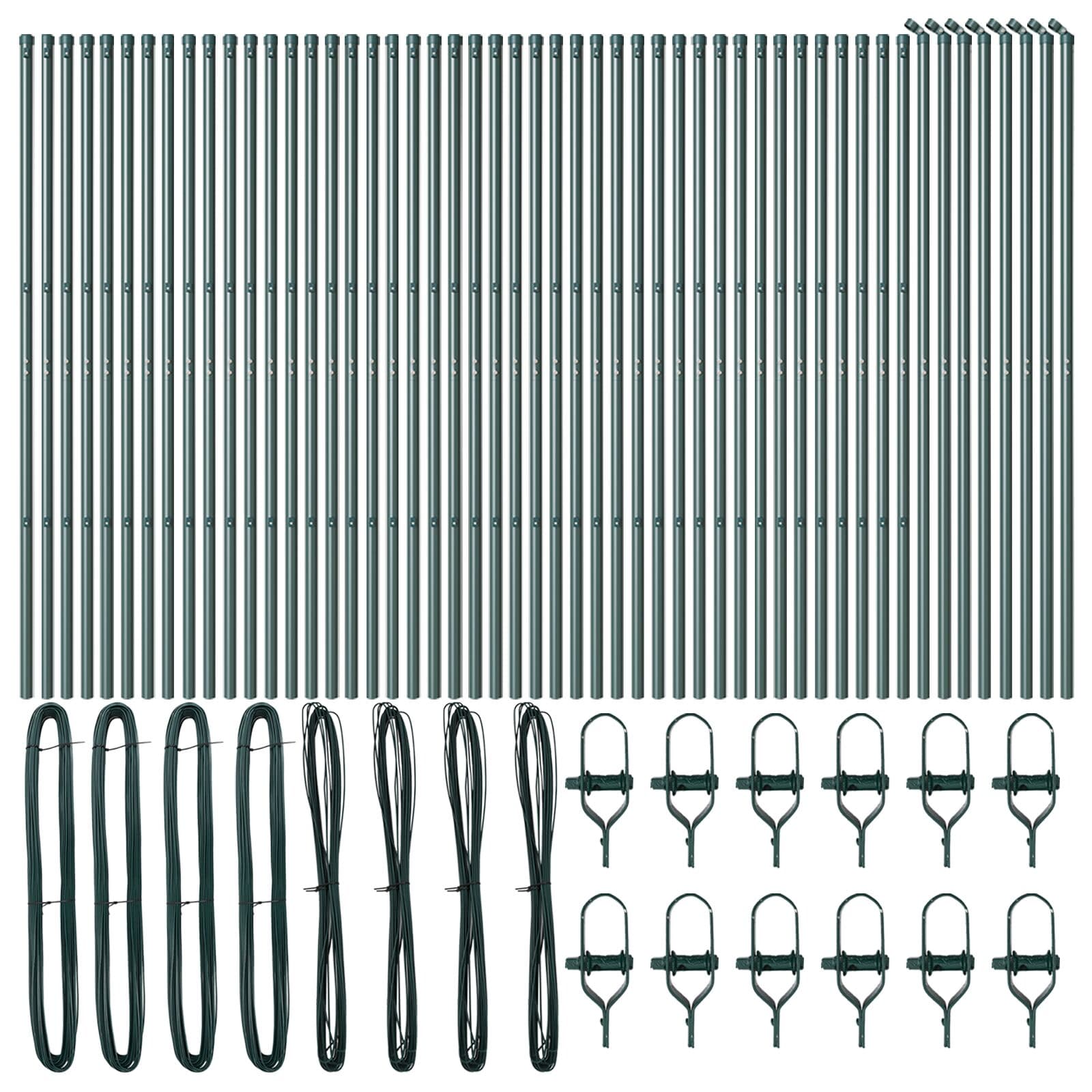 vidaXL Poste de Cerca 52 pcs Verde 3,2 x 3,2 x 150 cm