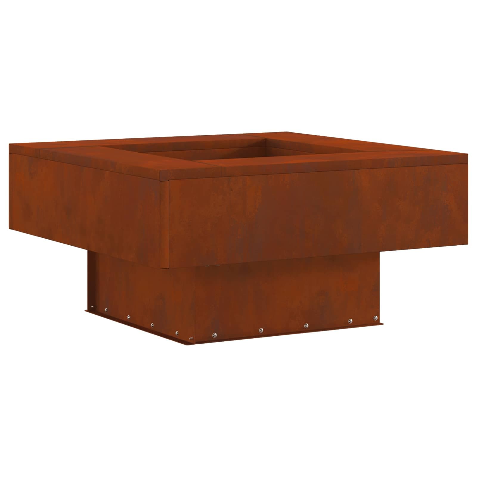 vidaXL Fire Pit Castanho 60 x 60 x 30 cm Aço resistente às intempéries