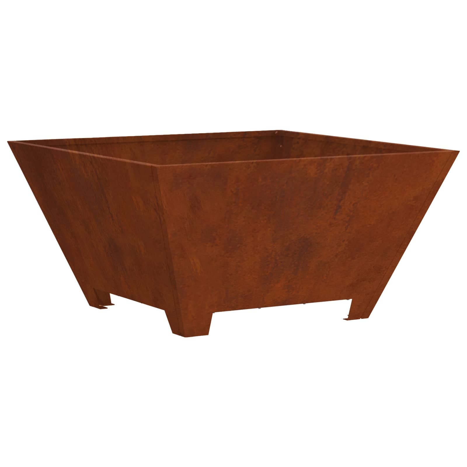 vidaXL Fire Pit Castanho 80 x 80 x 40 cm Aço resistente às intempéries