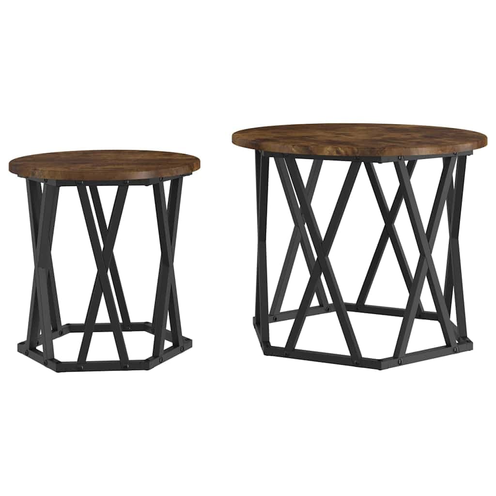 vidaXL Mesa Lateral 2 pcs Carvalho Defumado