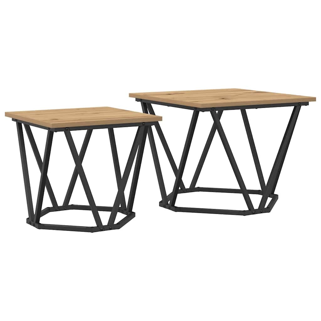 vidaXL Conjunto de mesas de apoio 2 pcs Carvalho Artesanal