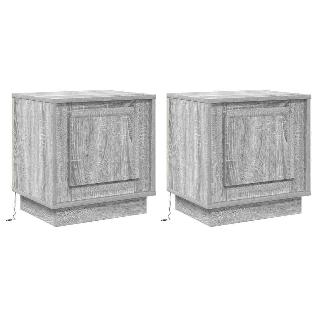 vidaXL Armário de Cabeceira 2 pcs Cinzeto 44 x 34,5 x 45 cm