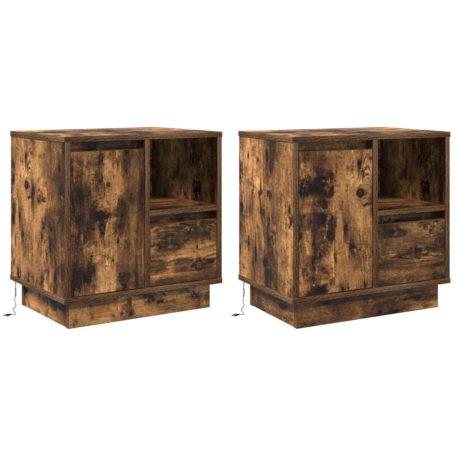 vidaXL Armário de Cabeceira 2 pcs Carvalho Defumado 50 x 34,5 x 50 cm.