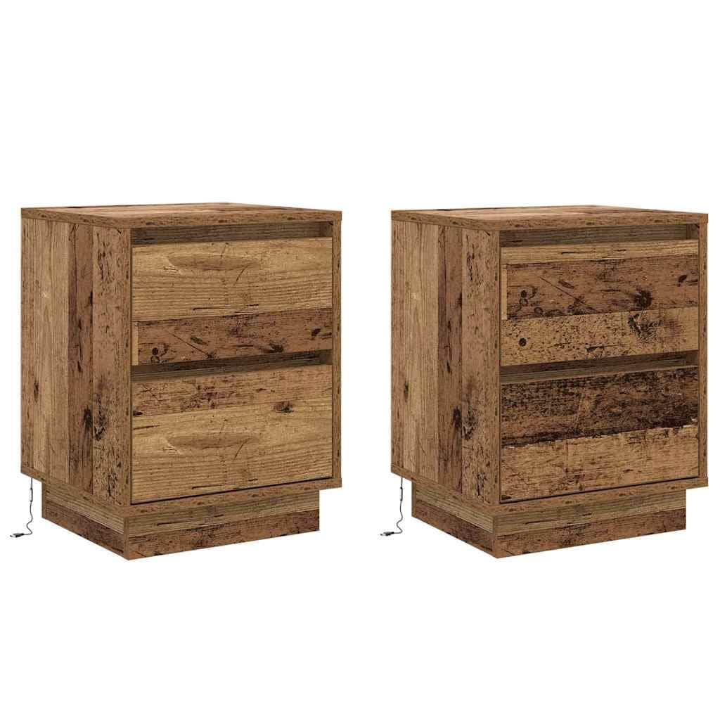 vidaXL Armário de Cabeceira 2 pcs Madeira antiga 39 x 34,5 x 50 cm