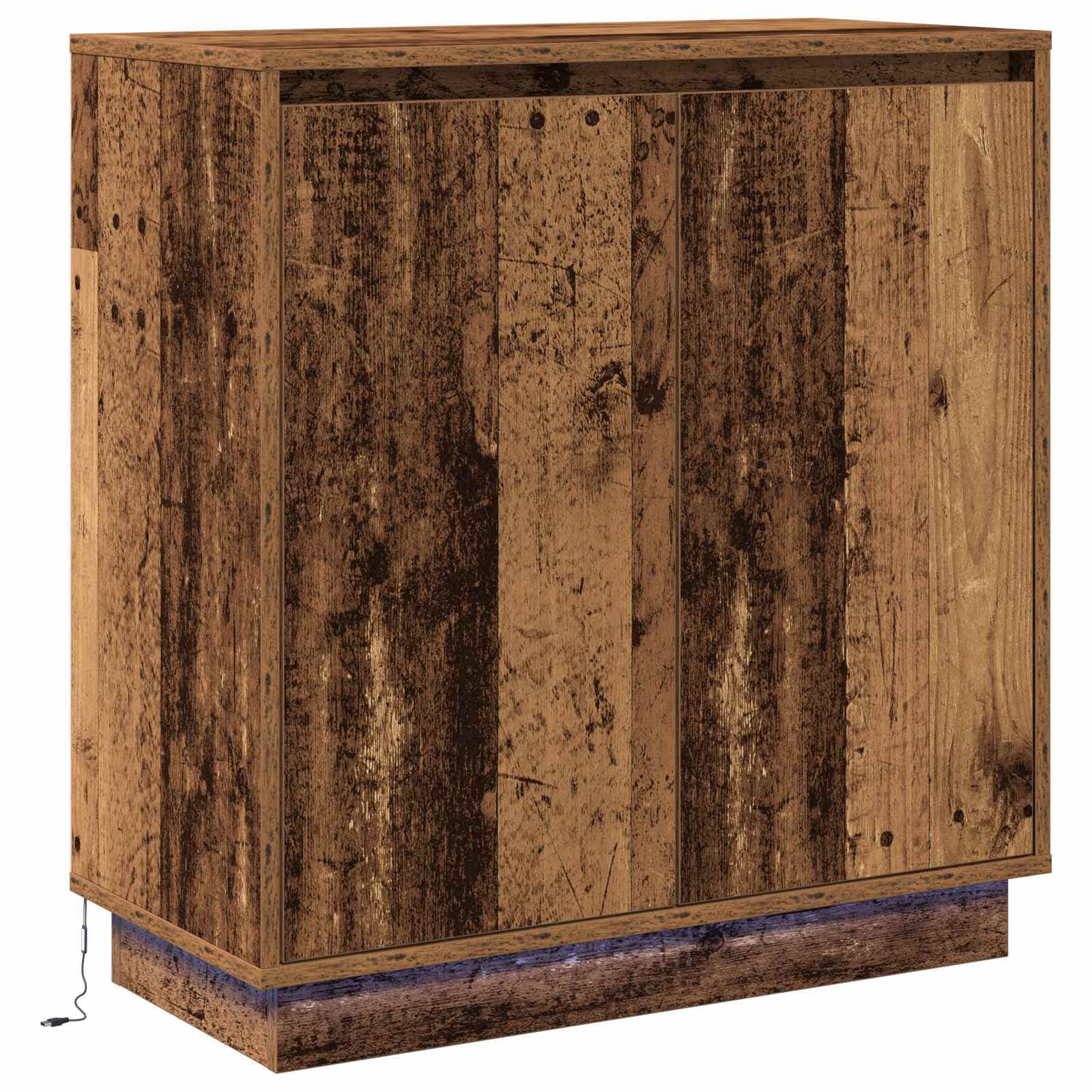 vidaXL Aparador LED Madeira antiga 71 x 34,5 x 75 cm
