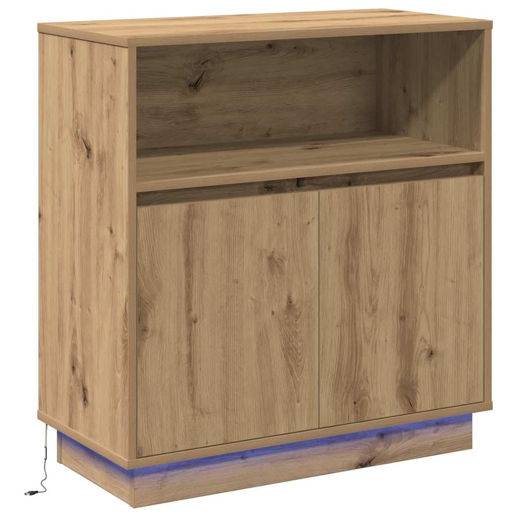 vidaXL Aparador LED Carvalho Artesanal 71 x 34,5 x 75 cm