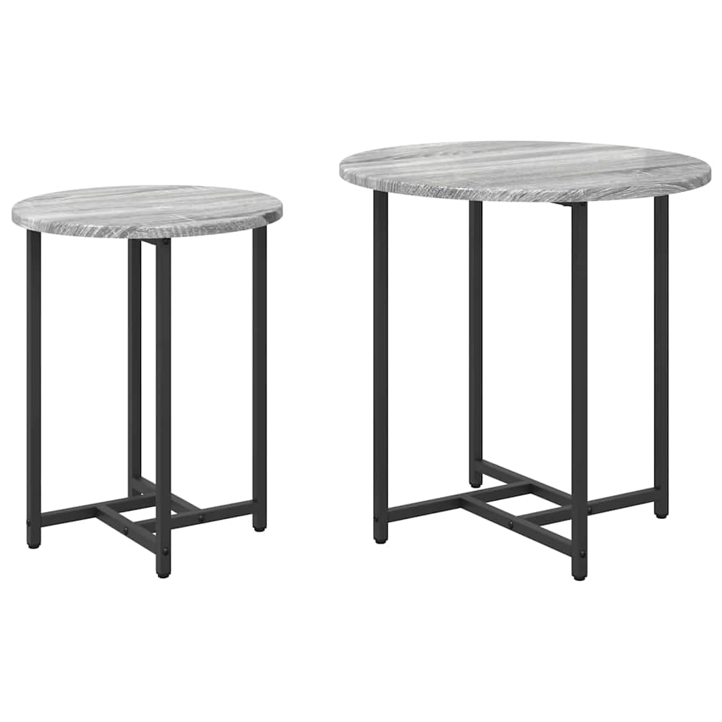 vidaXL Conjunto de mesas de apoio 2 pcs Sonoma Cinza e Preto
