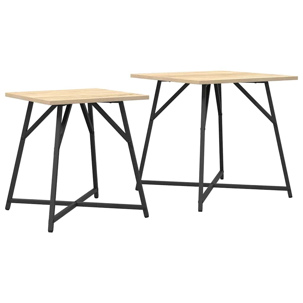 vidaXL Conjunto de mesas de apoio 2 pcs Carvalho Sonoma e Preto