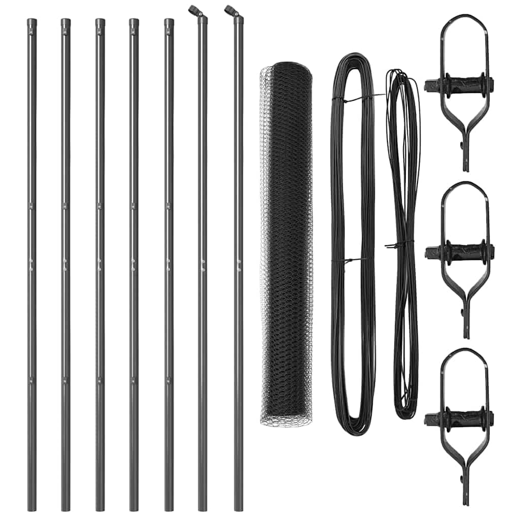 vidaXL Poste de Cerca Cinzeto 10 x 1,2 m (malha de 25 mm) Aço e PVC