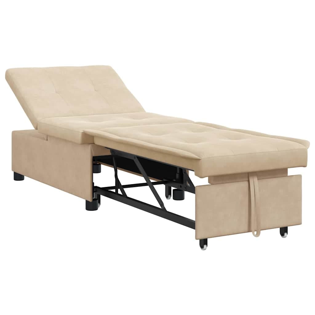 vidaXL Sofá-cama retrátil Creme 194 x 67 x 82 cm Microfibra