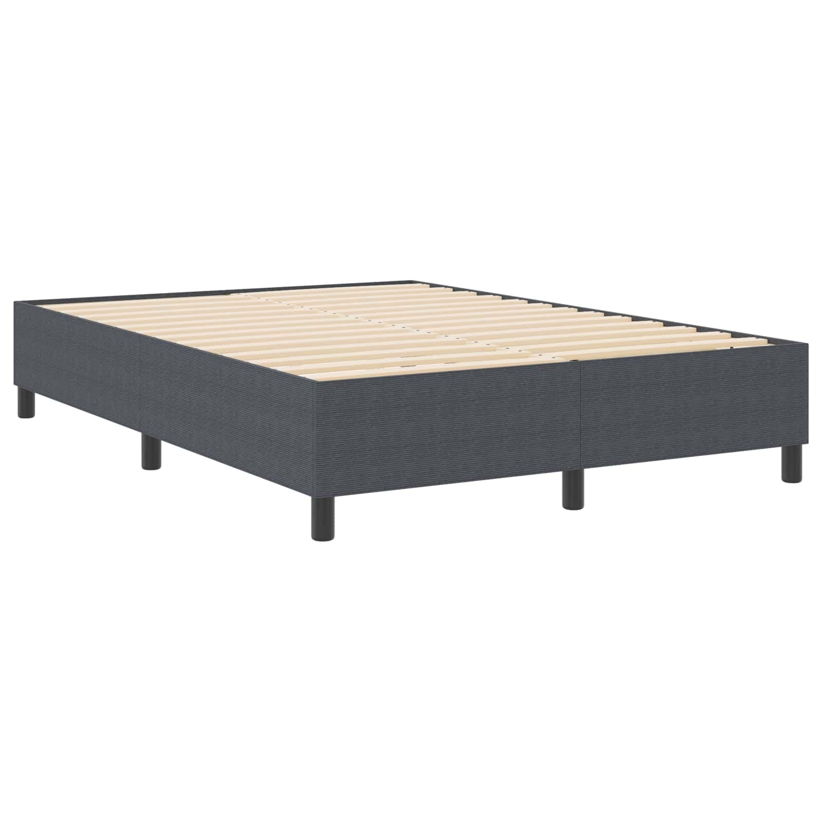 vidaXL Cama Box Spring Cinza Escuro 140x200 cm Tecido Corduroy - 106333875
