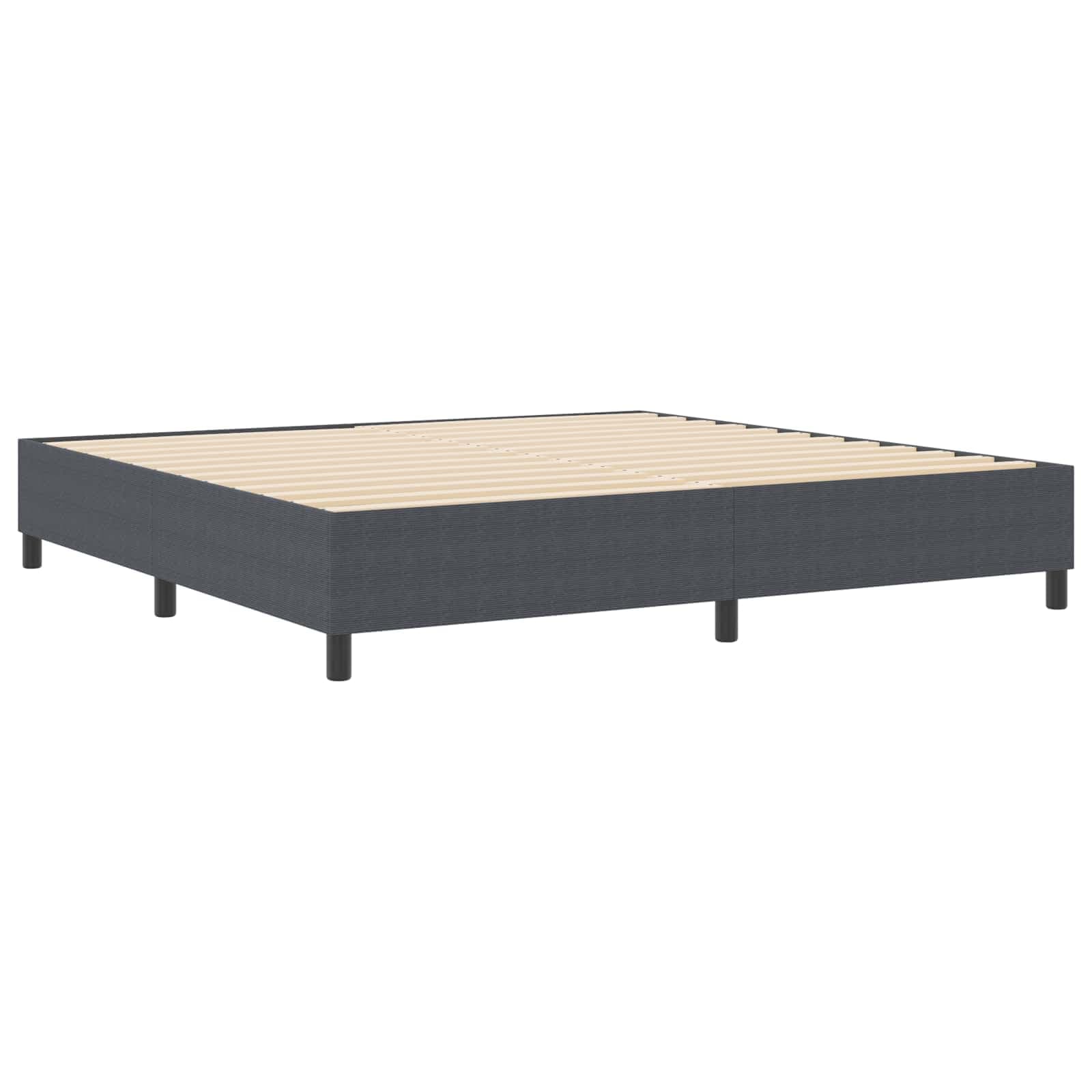 vidaXL Cama Box Spring Cinza Escuro 200x200 cm Tecido de Corduroy - 878765105