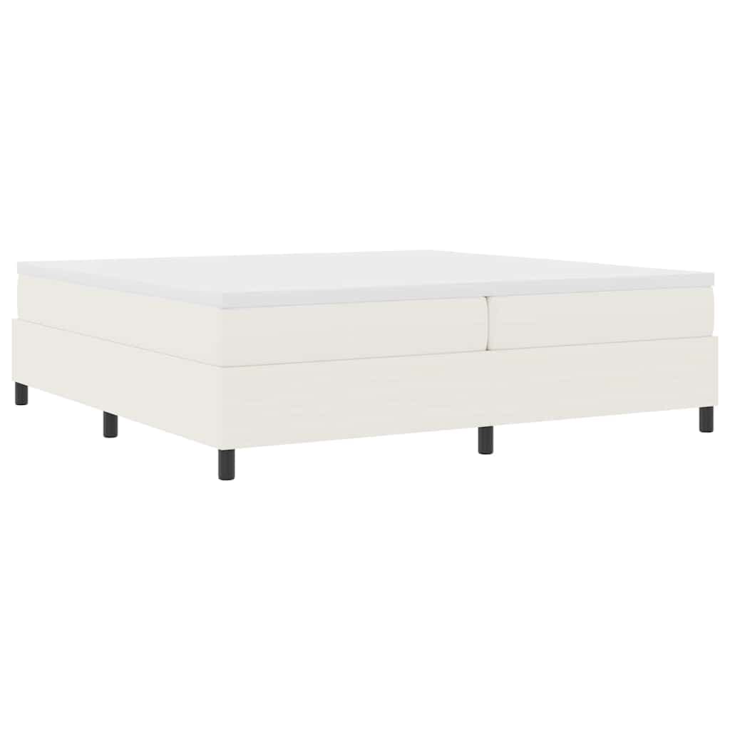 vidaXL Cama Box Creme e Branco 200 x 200 cm Tecido de Veludo Cotele