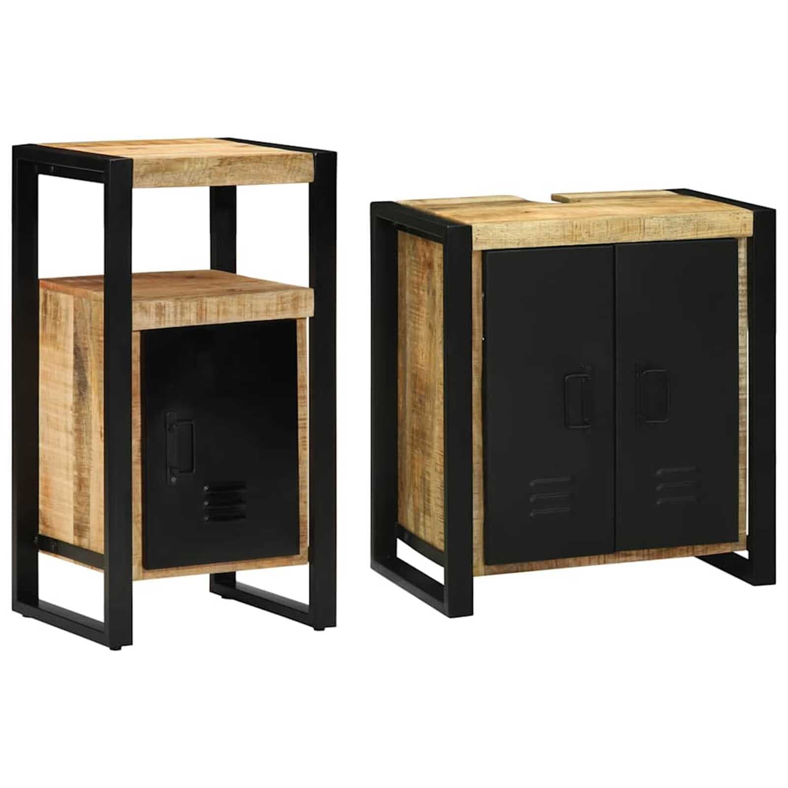 vidaXL Conjunto de Móveis para Banheiro 2 pcs Madeira de manga maciça