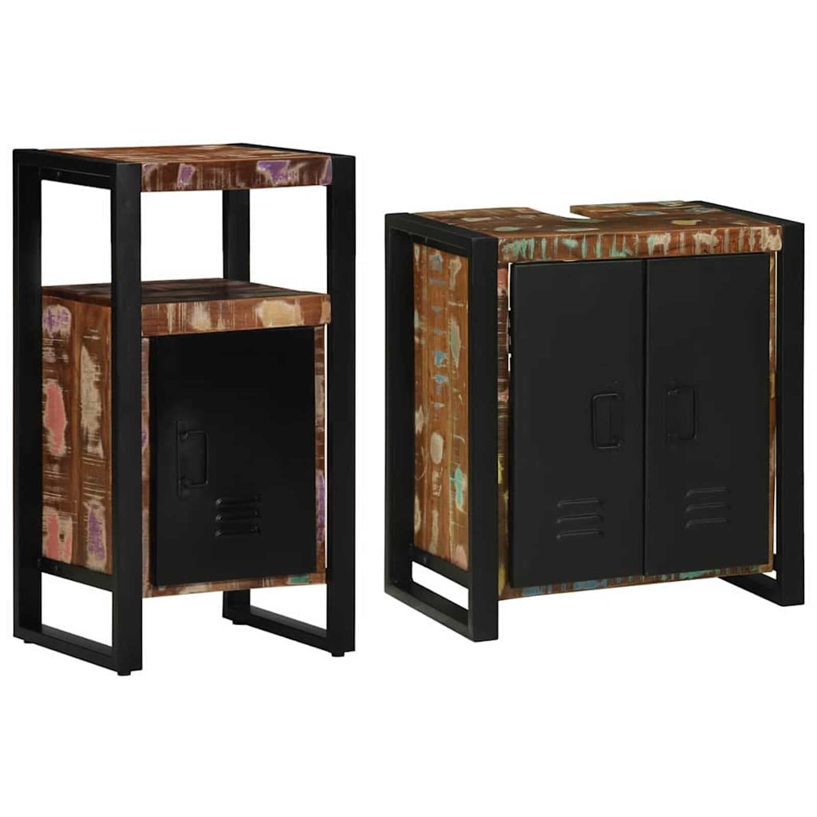 vidaXL Conjunto de Móveis para Banheiro 2 pcs Madeira Reforçada Sólida
