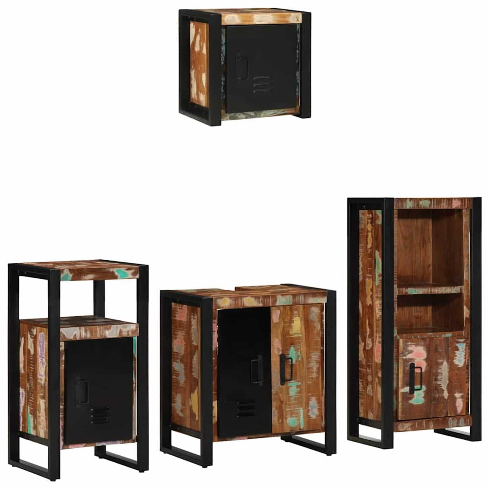 vidaXL Conjunto de Móveis para Banheiro 4 pcs Madeira Reforçada Sólida