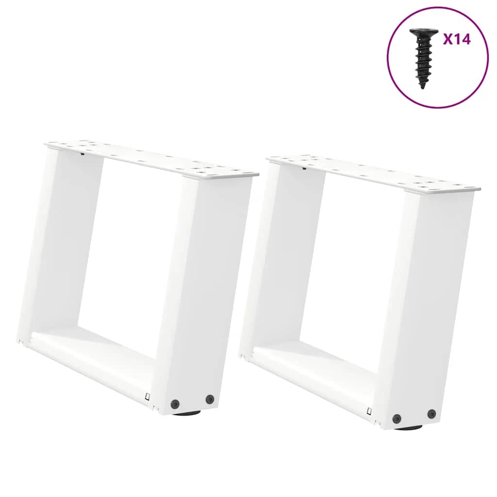 vidaXL Pés para mesa de centro em formato de U, 2 peças, branco, 40x(30-31) cm, aço