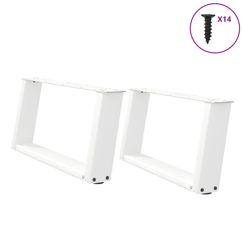 vidaXL Pés para mesa de centro em formato de U, 2 peças, branco, 60x(30-31) cm, aço