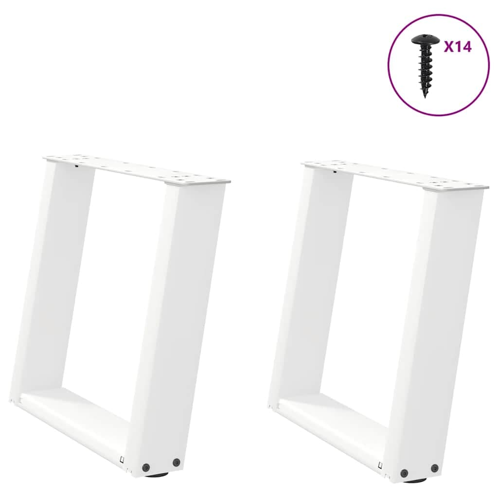 vidaXL Pés para mesa de centro em forma de U, 2 peças, branco, 50x (42-43) cm, aço