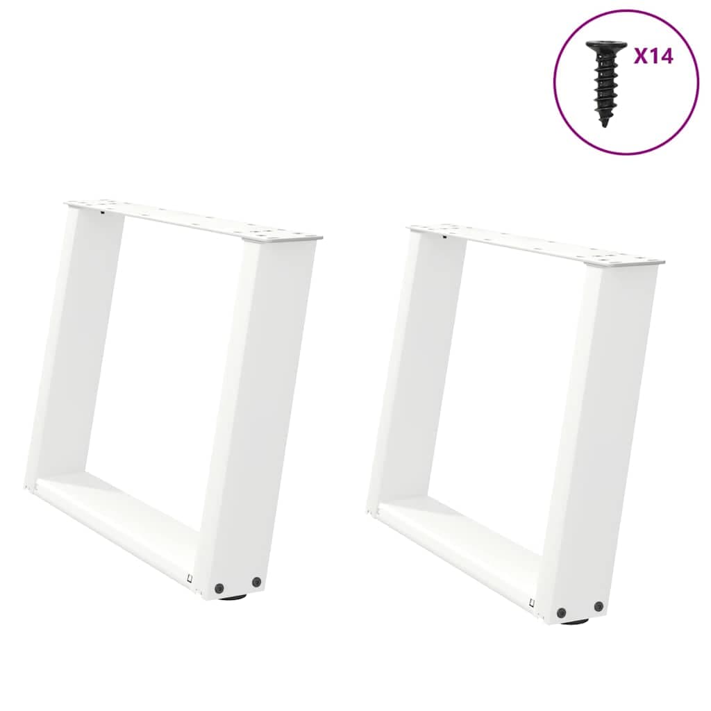 vidaXL Pés para mesa de centro em formato de U, 2 peças, branco, 70x (42-43) cm, aço