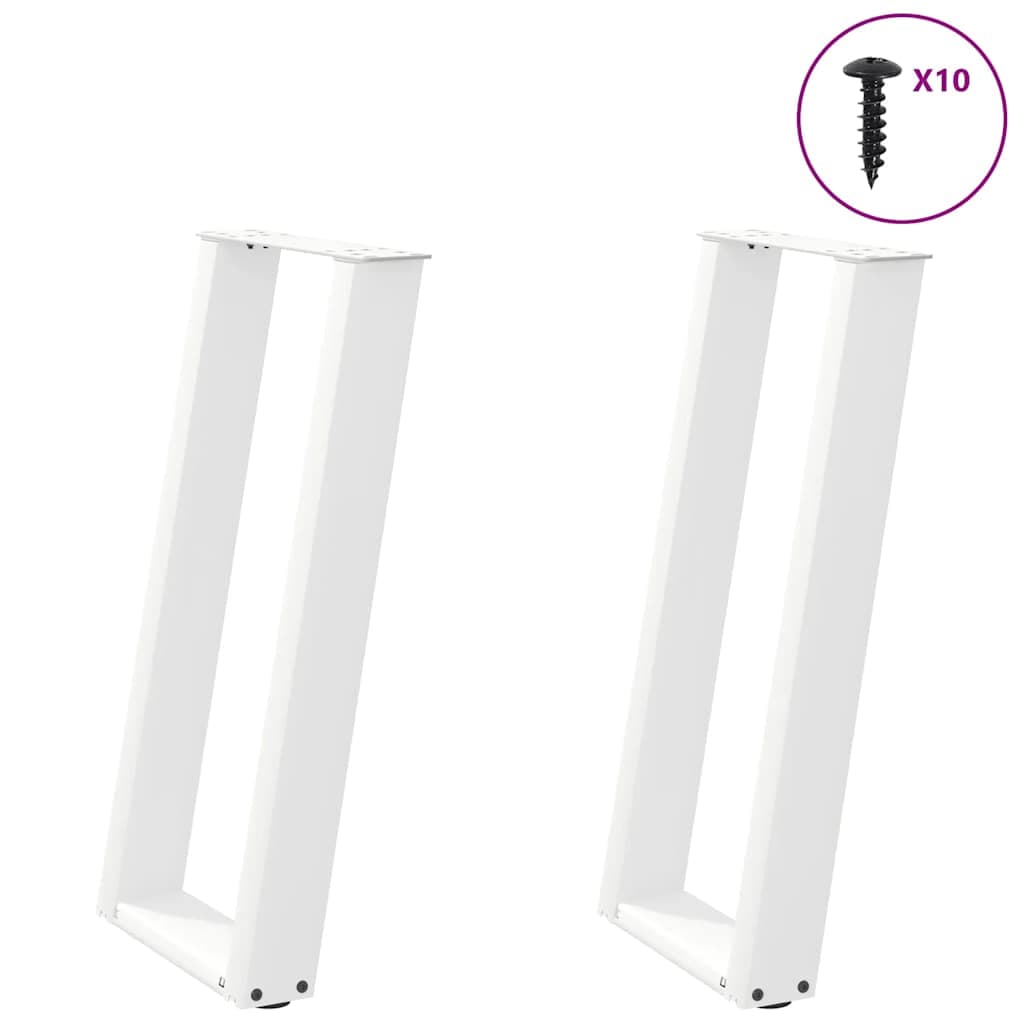 vidaXL Pés de mesa de console em forma de U, 2 peças, branco, 28x(72-73) cm, aço