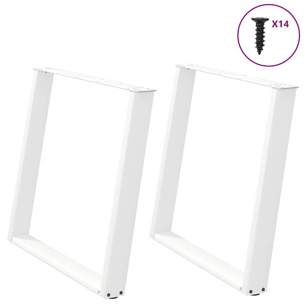 vidaXL Pés de mesa de jantar em forma de U, 2 peças, branco, 100x (72-73) cm, aço