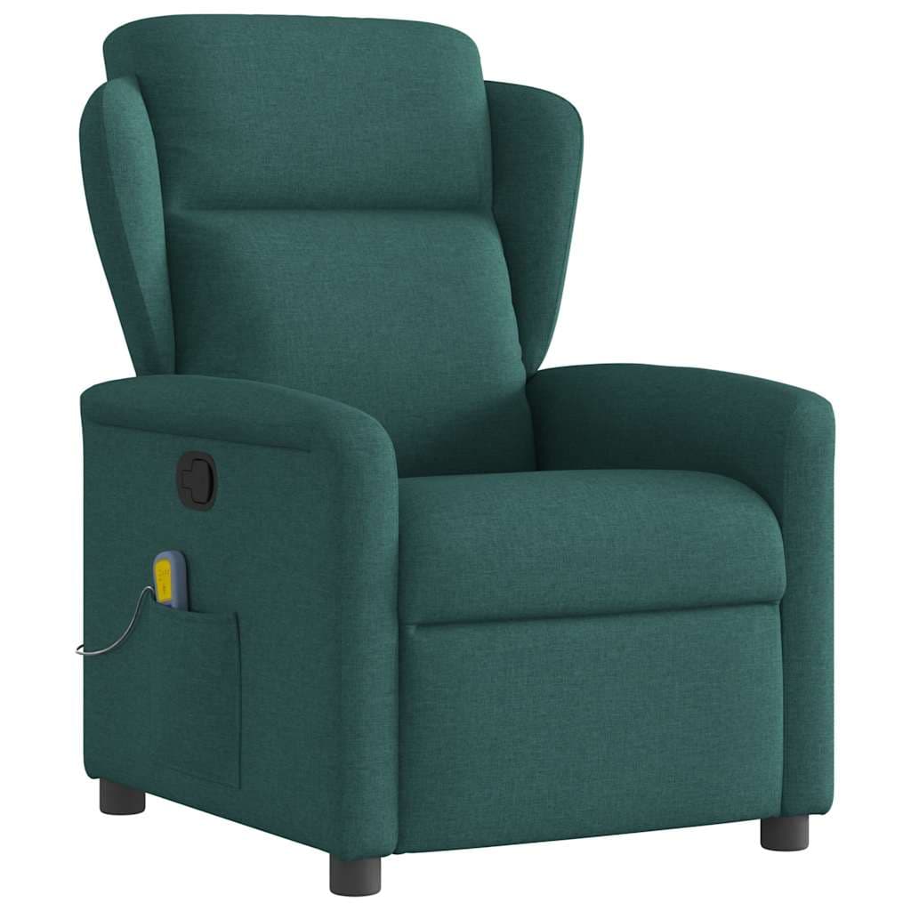 vidaXL Poltrona de Massagens Reclinável Tecido Verde-escuro - 2776197400