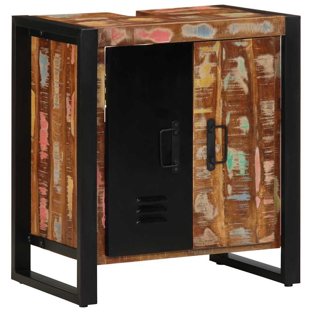 vidaXL Armário de Banheiro com porta Castanho Madeira Reforçada Sólida