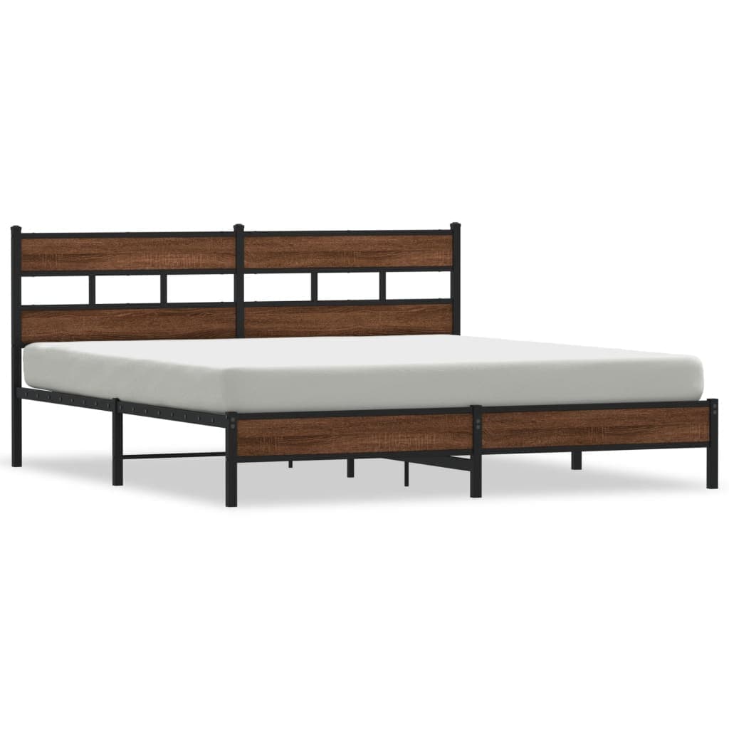 vidaXL Estrutura cama sem colchão 200x200cm metal carvalho castanho