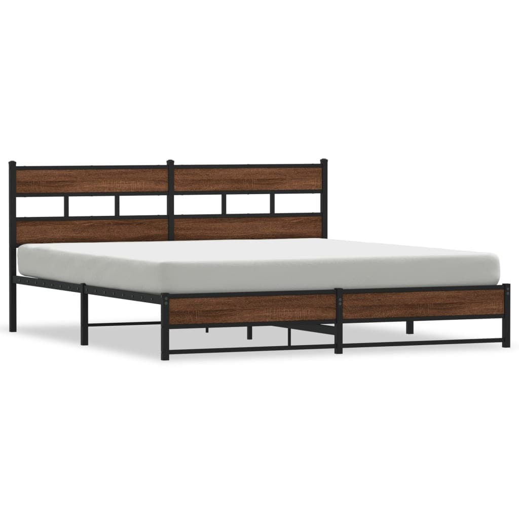 vidaXL Estrutura Cama sem Colchão 200x200cm Metal Carvalho Castanho - 2147339262