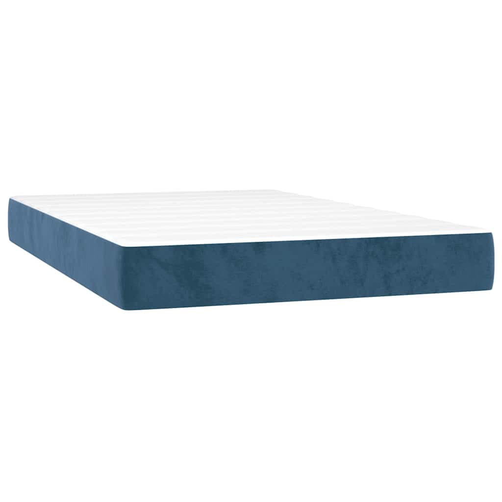 vidaXL Colchão de molas ensacadas firmeza média 120x210x20 cm veludo azul-escuro