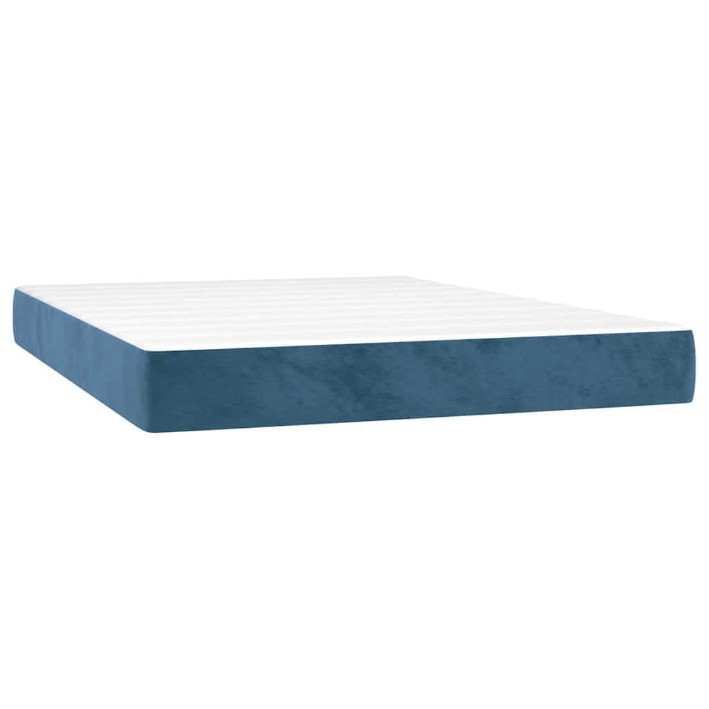 vidaXL Colchão de molas ensacadas firmeza média 140x220x20 cm veludo azul-escuro