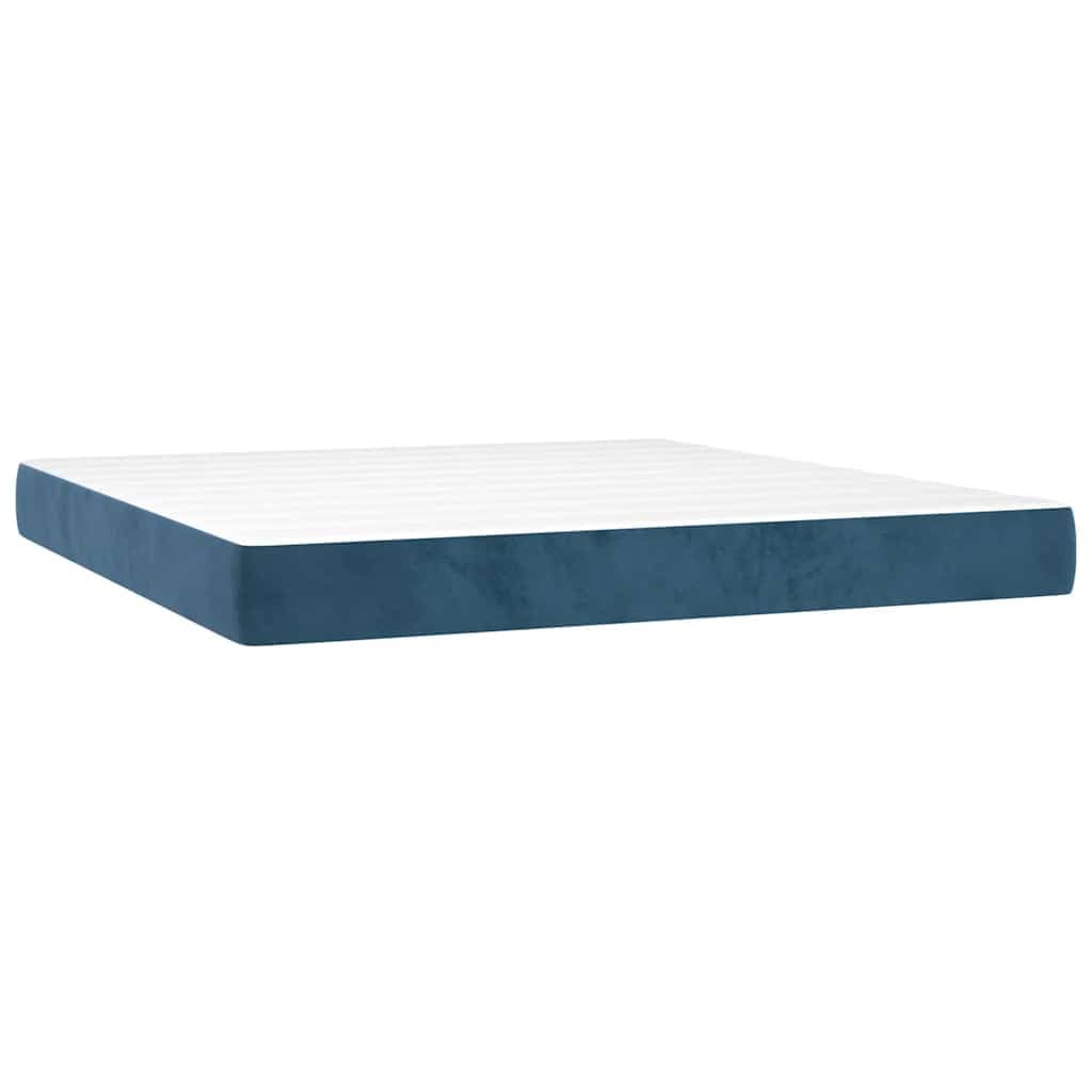 vidaXL Colchão de molas ensacadas firmeza média 160x220x20 cm veludo azul-escuro