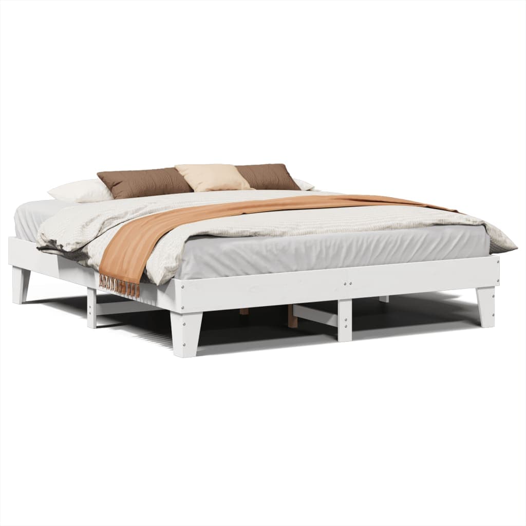vidaXL Cama sem colchão 200x200 cm madeira de pinho maciça branco