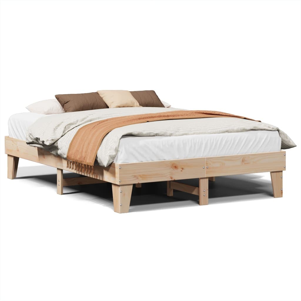 vidaXL Cama sem Colchão 150x200 cm Madeira de Pinho Maciça - 8721158369796