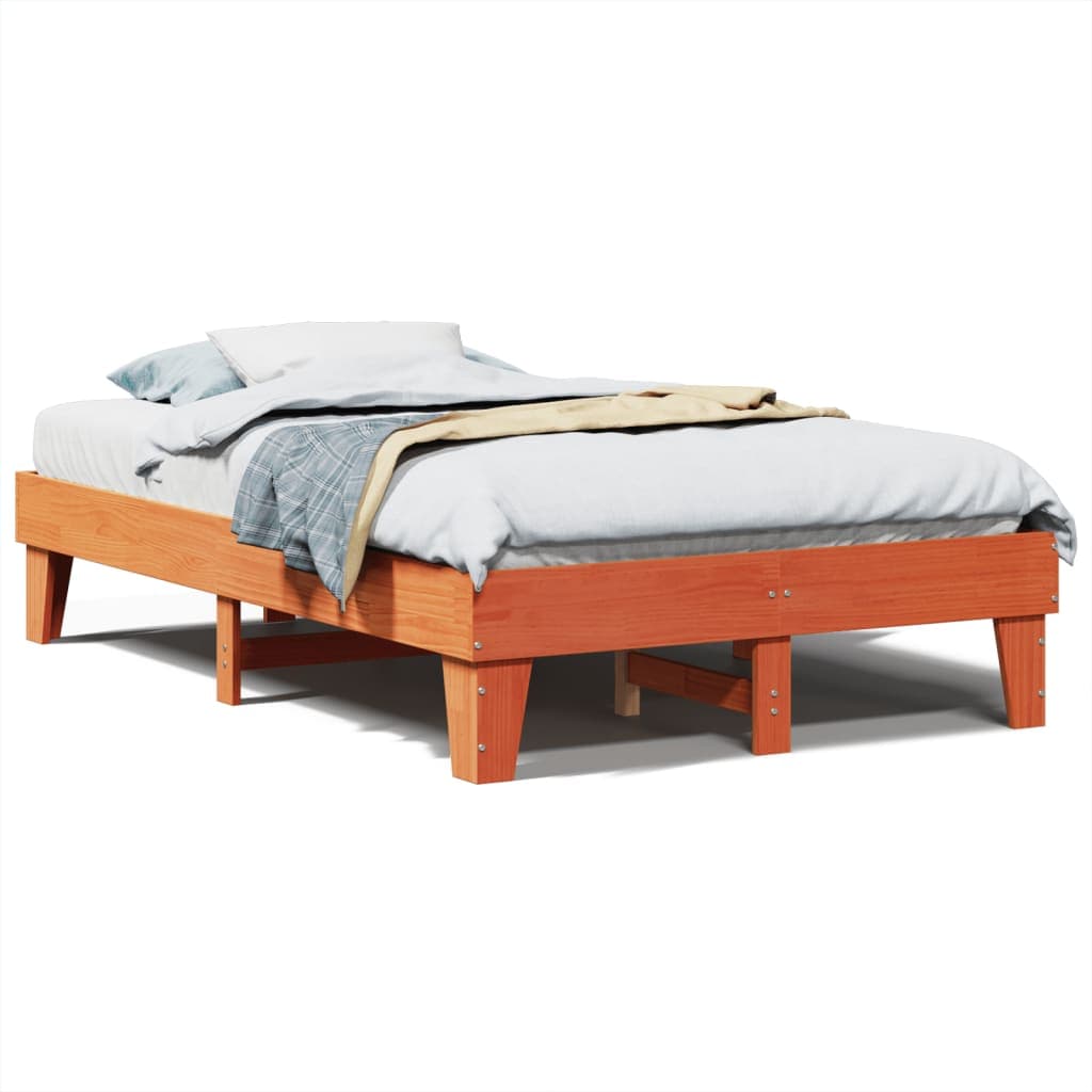 vidaXL Cama sem colchão 120x200 cm madeira pinho maciça castanho-mel