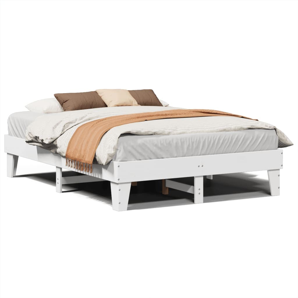 vidaXL Cama sem colchão 140x190 cm madeira de pinho maciça branco