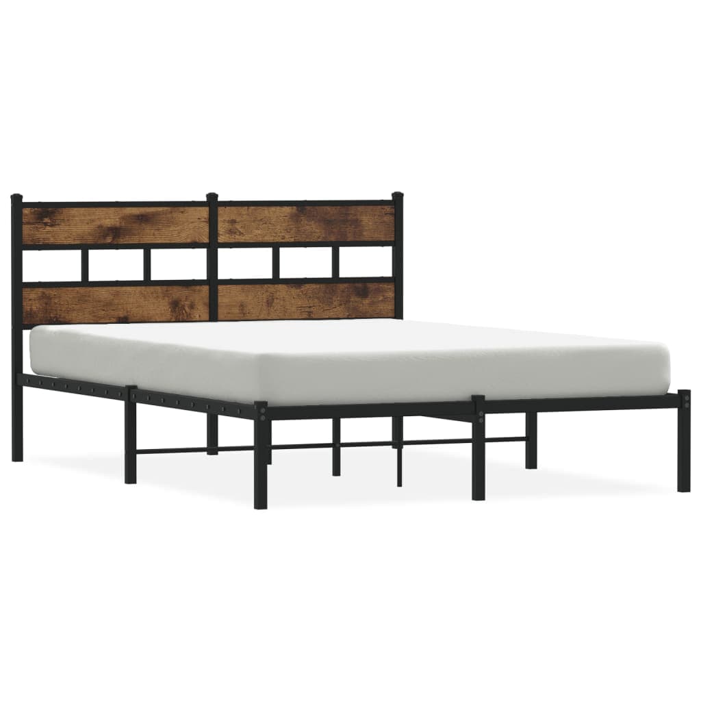 vidaXL Estrutura de Cama sem Colchão 140x200 cm Metal Carvalho Fumado - 1282246977