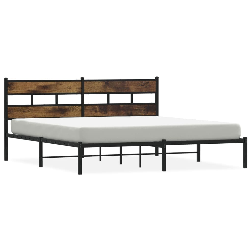 vidaXL Estrutura de cama sem colchão 193x203cm metal carvalho fumado