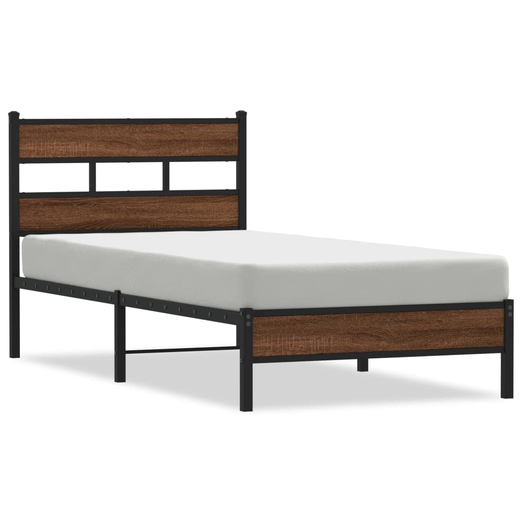 vidaXL Estrutura cama s/ colchão derivados madeira carvalho castanho