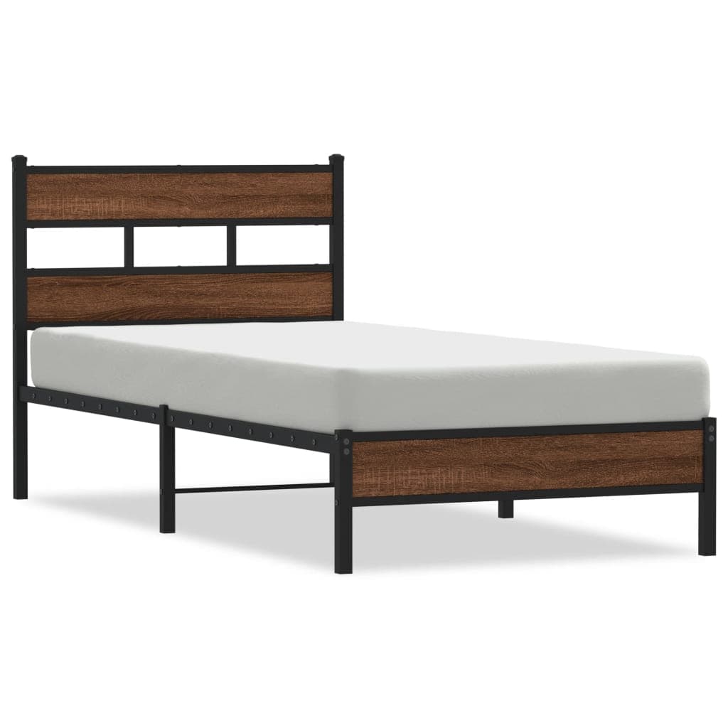 vidaXL Estrutura Cama sem Colchão Derivados Madeira Carvalho Castanho - 3661588072