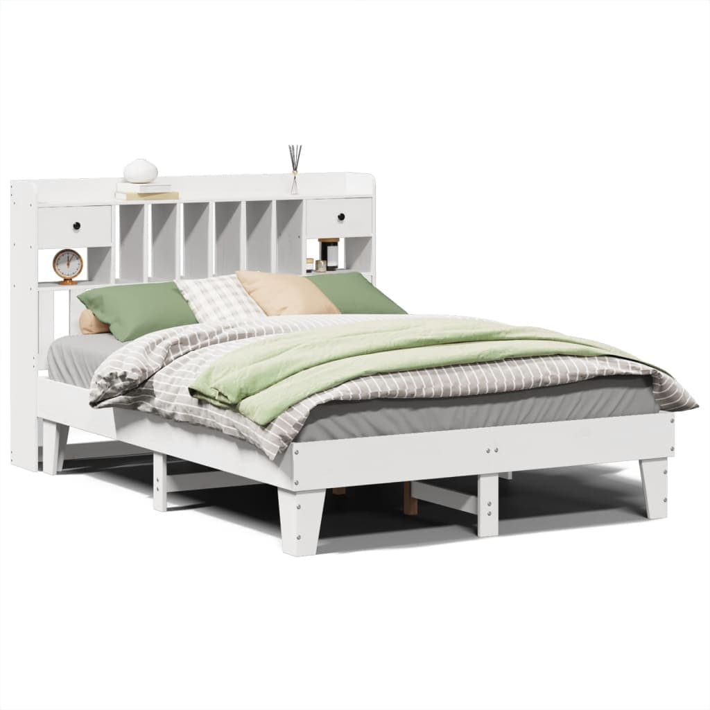 vidaXL Cama sem colchão 140x190 cm madeira de pinho maciça branco