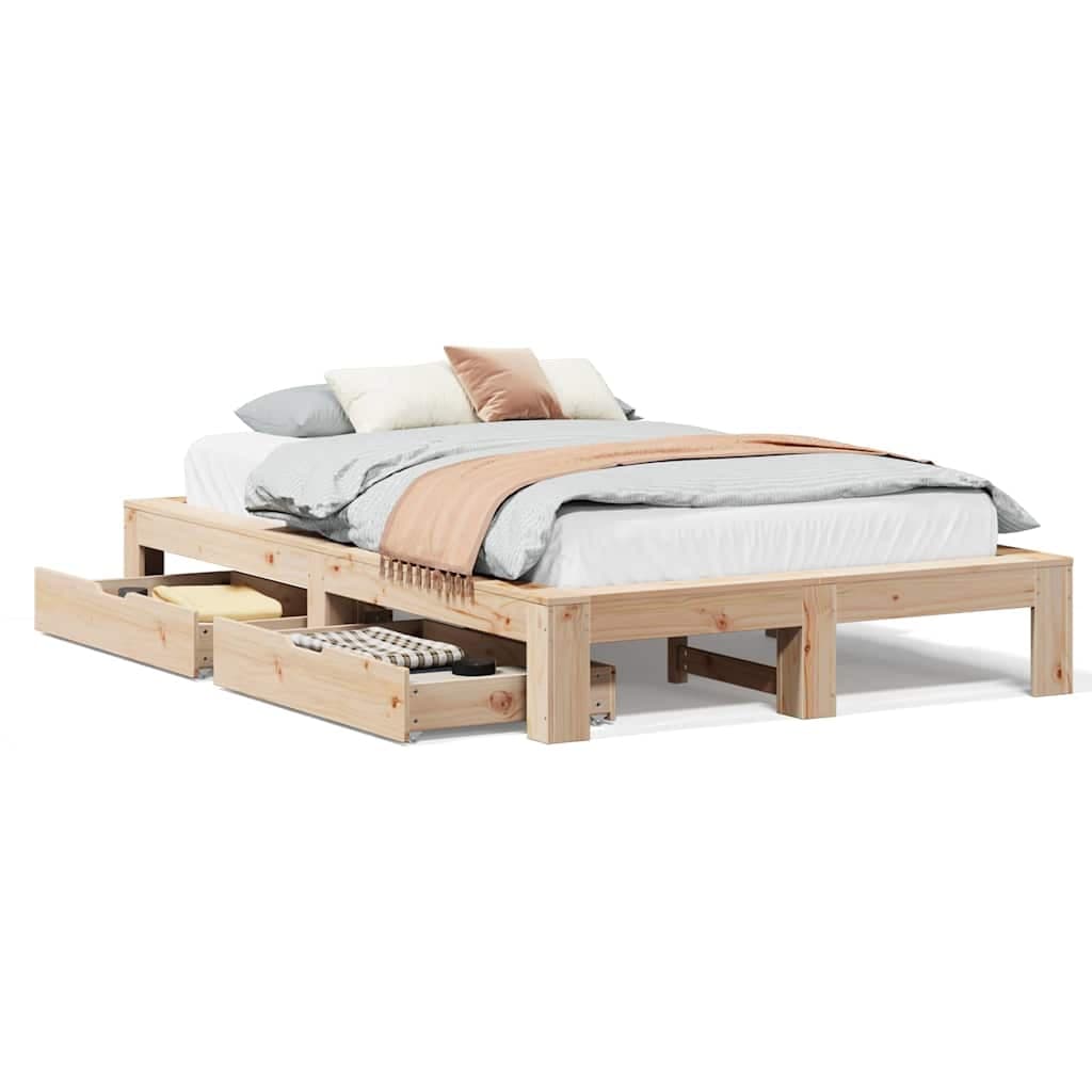 vidaXL Cama sem colchão 120x190 cm madeira de pinho maciça