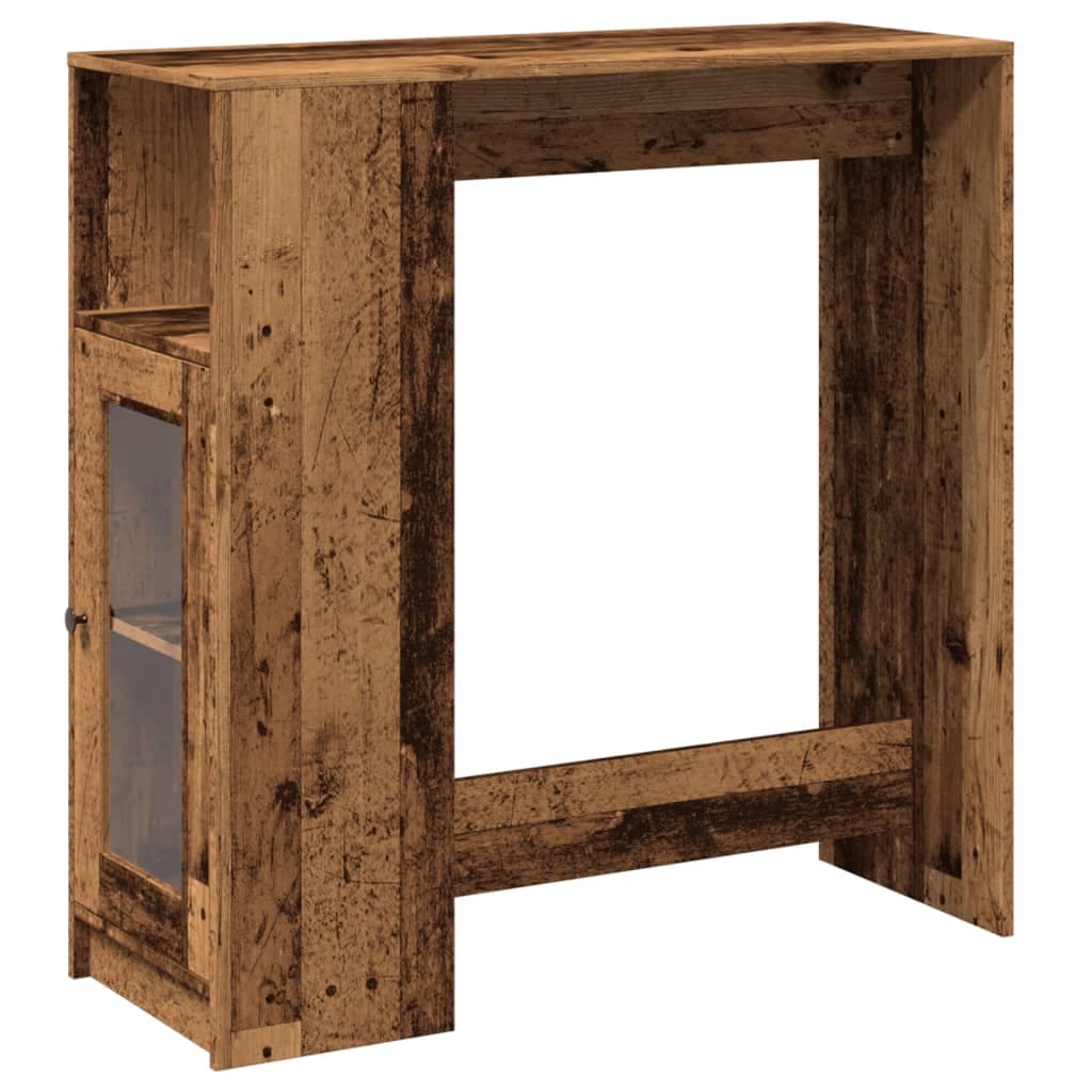 vidaXL Mesa de bar com prateleiras derivados de madeira madeira velha